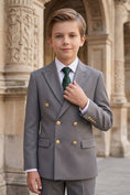 Cargar la imagen en la vista de la galería, Boys Grey Double-Breasted 2-Piece Suit for Weddings
