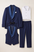 Load image into Gallery viewer, Boys Navy Blue Tuxedo with Shawl Lapel 3-Piece Suit
