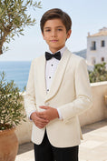 Gallery viewerに画像を読み込む, Boys Ivory Shawl Lapel Tuxedo with Black Trousers 2-Piece Suit
