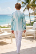 Load image into Gallery viewer, Tiffany Blue And White Striped Single-Breasted 2-Piece Suit
