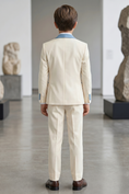 Cargar la imagen en la vista de la galería, Light Apricot And Light Blue Color-Blocked 3-Piece Suit
