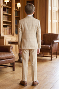 Load image into Gallery viewer, Light Khaki Plaid Dark Green Color Blocking 3-Piece Suit
