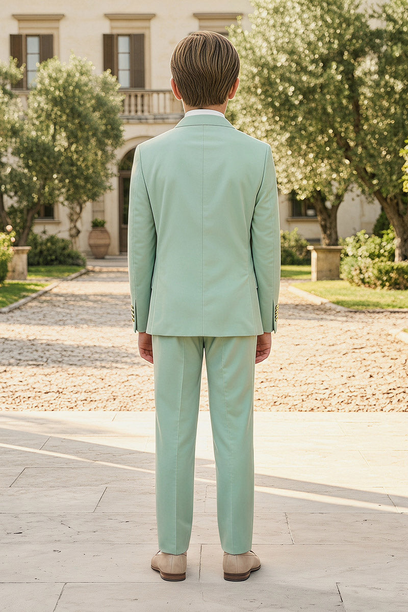 Boys Mint Green Double-Breasted 2-Piece Suit