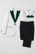 Load image into Gallery viewer, Boys White Tuxedo with Green Shawl Lapel 2-Piece Suit
