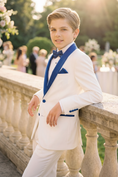 Load image into Gallery viewer, White And Blue Single-Breasted 2-Piece Suit
