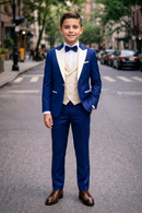 Navy Blue And White Serge 3-Piece Suit