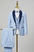 Load image into Gallery viewer, Light Blue And Dark Blue Color-Blocked 3-Piece Suit
