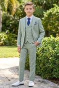 Bild in Galerie-Betrachter laden, Matcha Green Cotton Linen Single-Breasted 3-Piece Suit
