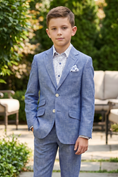 Load image into Gallery viewer, Denim Blue Cotton Linen Single-Breasted 2-Piece Suit
