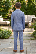 Load image into Gallery viewer, Denim Blue Cotton Linen Single-Breasted 2-Piece Suit
