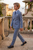 Load image into Gallery viewer, Boys Light Blue Pinstripe Double-Breasted 2-Piece Suit
