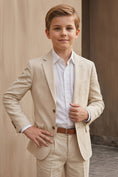 Charger l'image dans la visionneuse de la galerie, Boys Beige Linen-Blend 2-Piece Suit for Weddings & Formal Events
