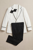 Load image into Gallery viewer, Boys White Tuxedo with Black Trim and Trousers 2-Piece Suit

