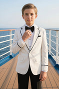 Load image into Gallery viewer, Boys White Tuxedo with Black Trim and Trousers 2-Piece Suit
