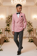 Pink And Black-Grey Cotton-Linen 2-Piece Suit