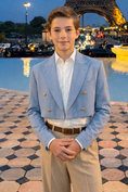 Bild in Galerie-Betrachter laden, Blue And Khaki Serge Short Suit 2-Piece Set
