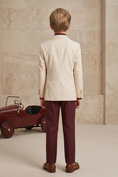 Load image into Gallery viewer, Beige And Dark Red Color-Blocked 2-Piece Suit
