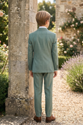 Charger l'image dans la visionneuse de la galerie, Gray-Green Cotton-Linen Double-Breasted 2-Piece Suit
