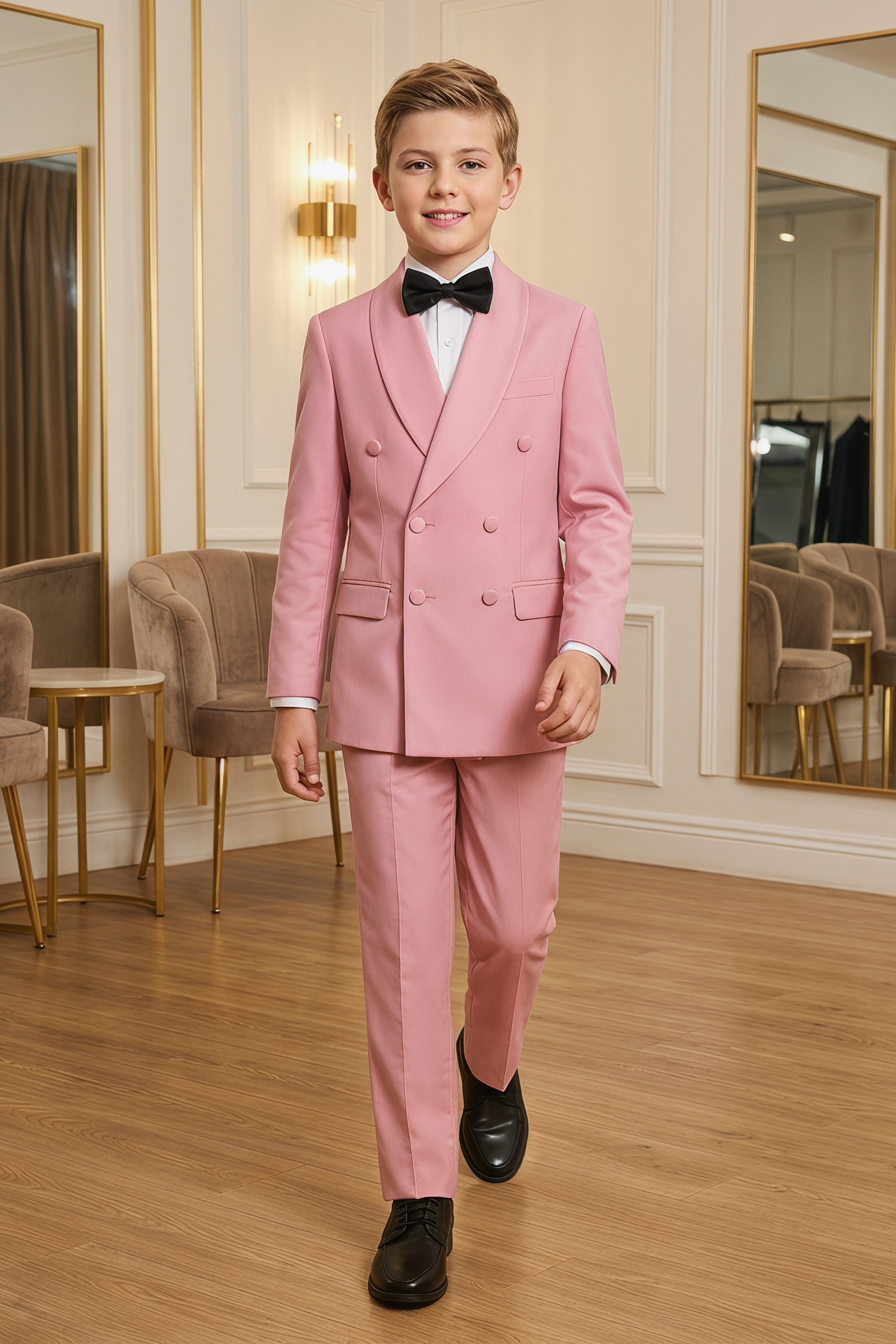 Pink Serge Double-Breasted 2-Piece Suit