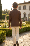 Load image into Gallery viewer, Brown Pinstripe Double-Breasted 2-Piece Suit

