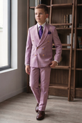 Load image into Gallery viewer, Lavender Linen-Blend Double-Breasted 2-Piece Suit
