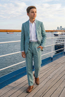 Boys Teal Linen-Blend 2-Piece Suit for Weddings & Formal Events