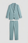 Charger l'image dans la visionneuse de la galerie, Boys Teal Linen-Blend 2-Piece Suit for Weddings & Formal Events
