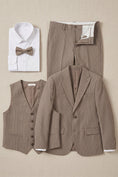 Load image into Gallery viewer, Boys Brown Pinstripe 3-Piece Suit for Weddings & Formal Events
