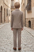 Load image into Gallery viewer, Boys Brown Pinstripe 3-Piece Suit for Weddings & Formal Events
