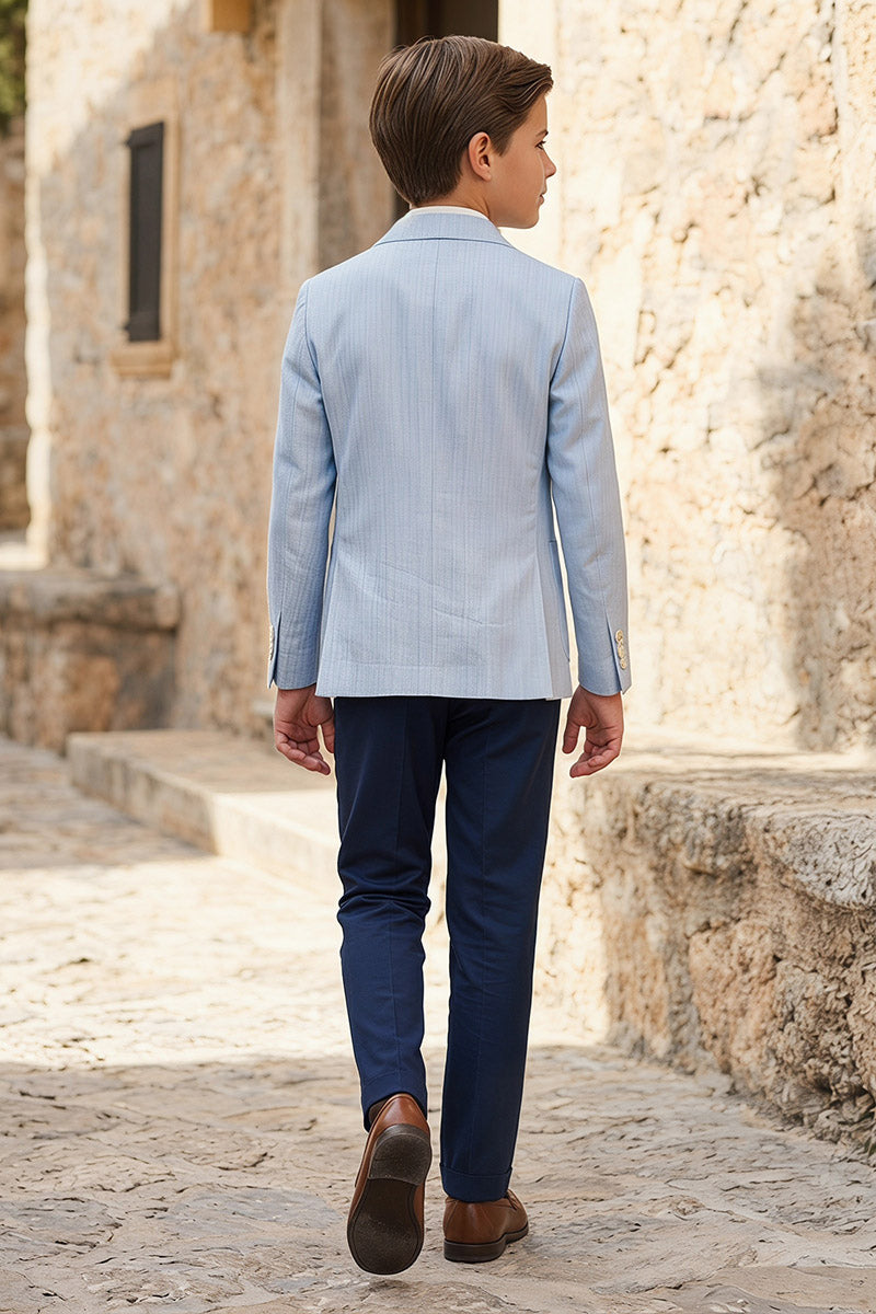 Boys Light BlueBlazer with Navy Trousers 2-Piece Suit