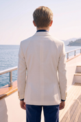 Load image into Gallery viewer, White And Navy Blue Serge Double-Breasted 2-Piece Suit
