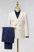 Load image into Gallery viewer, White And Navy Blue Serge Double-Breasted 2-Piece Suit
