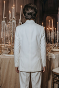Load image into Gallery viewer, White Crew Neck Serge Concealed Buttons 2-Piece Suit
