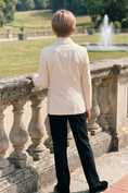 Load image into Gallery viewer, Apricot And Black Cotton Linen Double-Breasted 2-Piece Suit
