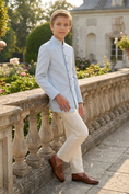 Bild in Galerie-Betrachter laden, Light Blue And Apricot Cotton Linen Single-Breasted 2-Piece Suit
