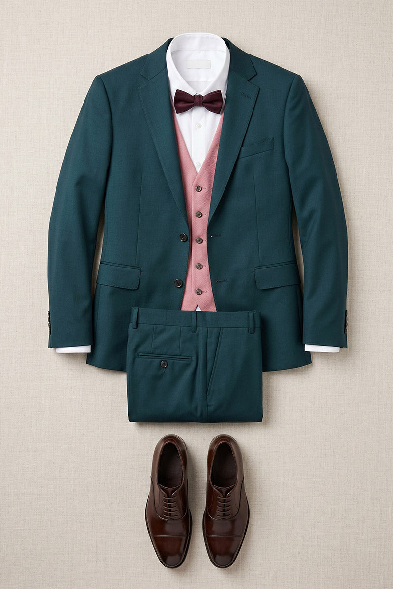Boys Teal & Pink 3-Piece Suit for Weddings & Formal Events