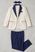 Load image into Gallery viewer, Boys Cream & Navy Tuxedo 3-Piece Suit for Weddings & Formal Events
