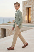 Bild in Galerie-Betrachter laden, Boys Sage Green Blazer with Khaki Trousers 2-Piece Suit
