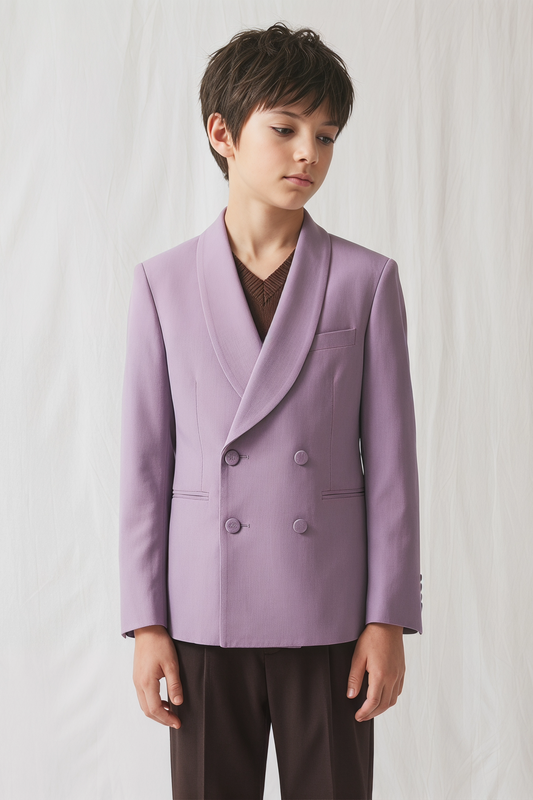 Purple And Brown Cotton And Linen 2-Piece Suit