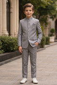 Bild in Galerie-Betrachter laden, Gray Crew Neck Serge Single-Breasted 2-Piece Suit
