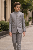 Bild in Galerie-Betrachter laden, Gray Crew Neck Serge Single-Breasted 2-Piece Suit
