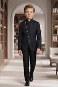 Load image into Gallery viewer, Black Cotton Linen Asymmetrical Placket 2-Piece Suit
