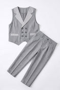 Load image into Gallery viewer, Boys Grey Waistcoat & Trousers 2-Piece Suit for Weddings & Formal Occasions
