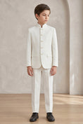 Bild in Galerie-Betrachter laden, Boys Ivory Mandarin Collar 2-Piece Suit for Weddings & Formal Events
