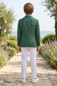 Bild in Galerie-Betrachter laden, Boys Green Linen-Blend Blazer with White Trousers 2-Piece Suit
