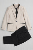 Cargar la imagen en la vista de la galería, Boys Beige Blazer with Black Trousers 2-Piece Suit

