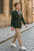 Bild in Galerie-Betrachter laden, Dark Green Serif Color-Blocked Double-Breasted 2-Piece Suit

