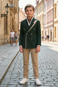 Bild in Galerie-Betrachter laden, Dark Green Serif Color-Blocked Double-Breasted 2-Piece Suit
