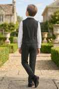 Bild in Galerie-Betrachter laden, Black Striped Serif Double-Breasted Vest 2-Piece Set

