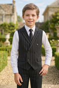 Bild in Galerie-Betrachter laden, Black Striped Serif Double-Breasted Vest 2-Piece Set
